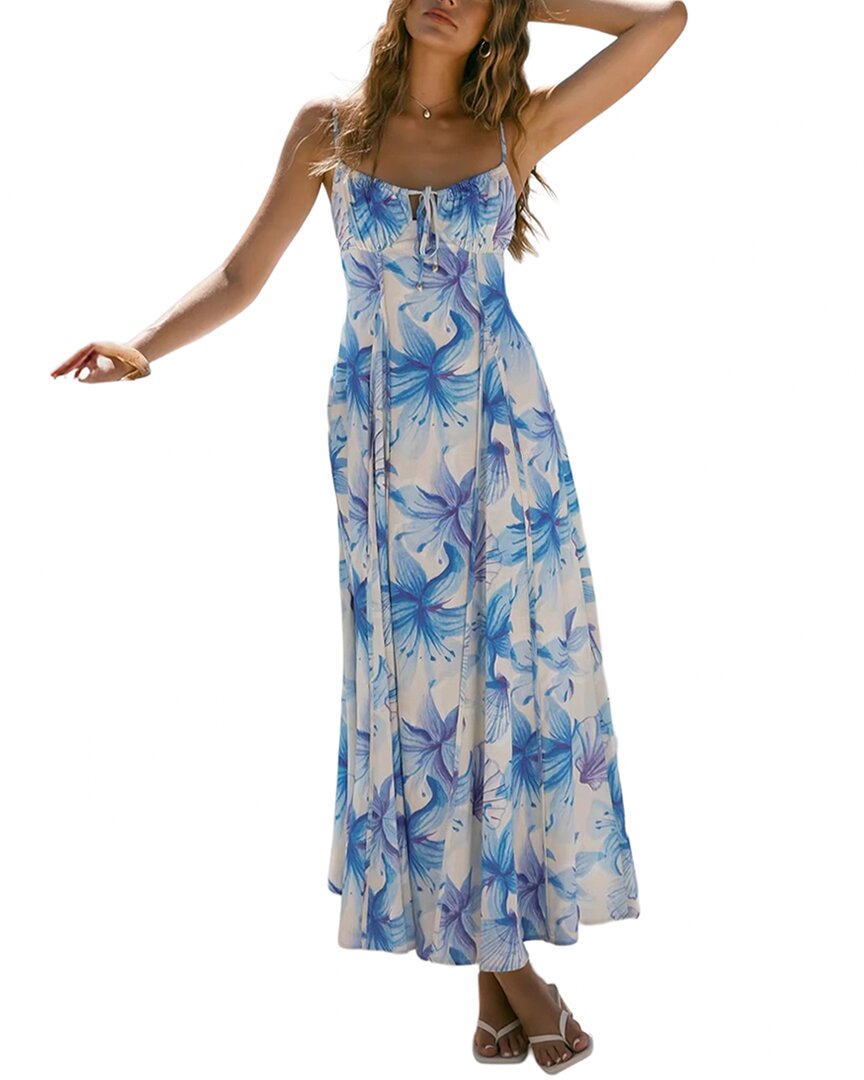 Amina Glam Sleeveless Printed Linen-Blend Maxi Dress