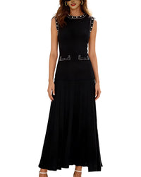 LEON GORI Leon Gori Sleeveless Solid Maxi Dress