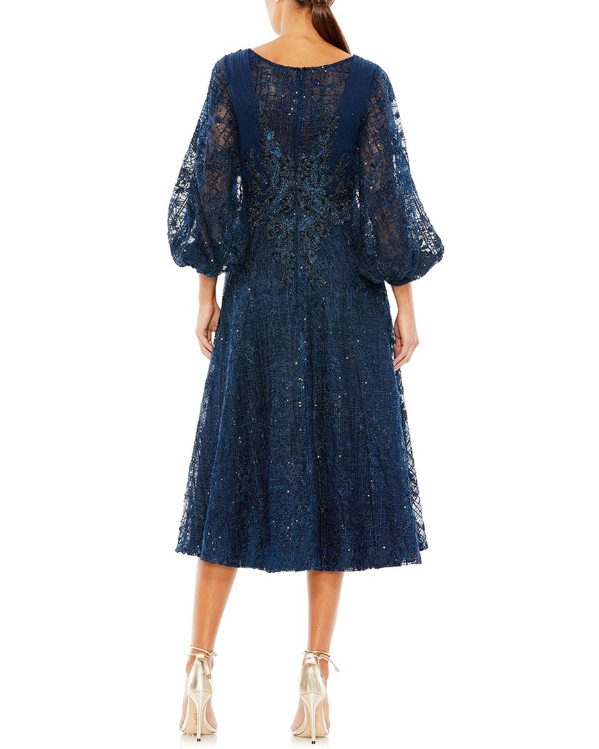 Mac Duggal Embellished Plunge Neck Bishop Sleeve Dress