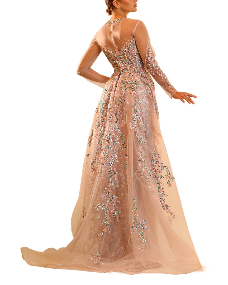 Terani Couture Embellished Illusion Neck Maxi Dress