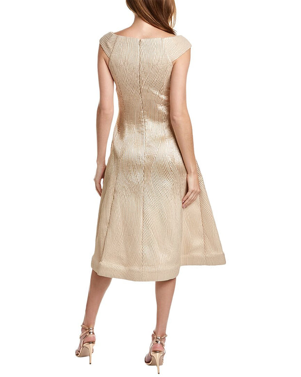 Teri Jon By Rickie Freeman Rib Textured Jacquard A-Line Dress