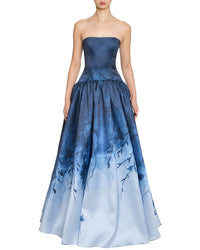 Marchesa Notte Floral Printed Mikado Gown