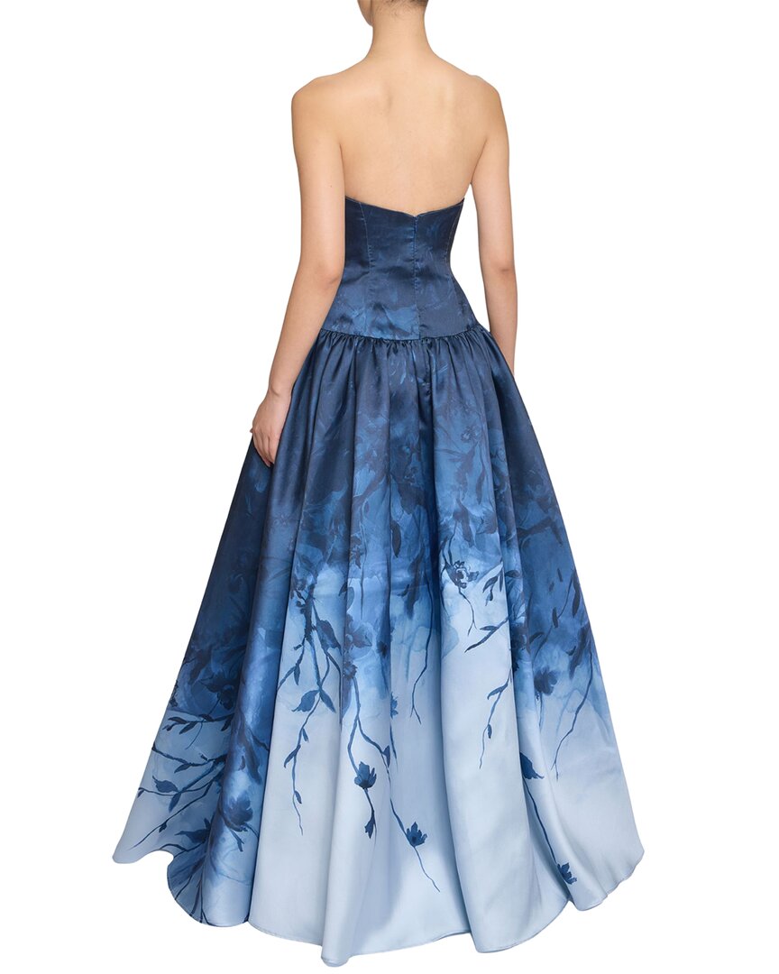 Marchesa Notte Floral Printed Mikado Gown