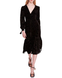 Marchesa Notte Velvet Burnout Midi Dress