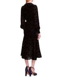 Marchesa Notte Velvet Burnout Midi Dress