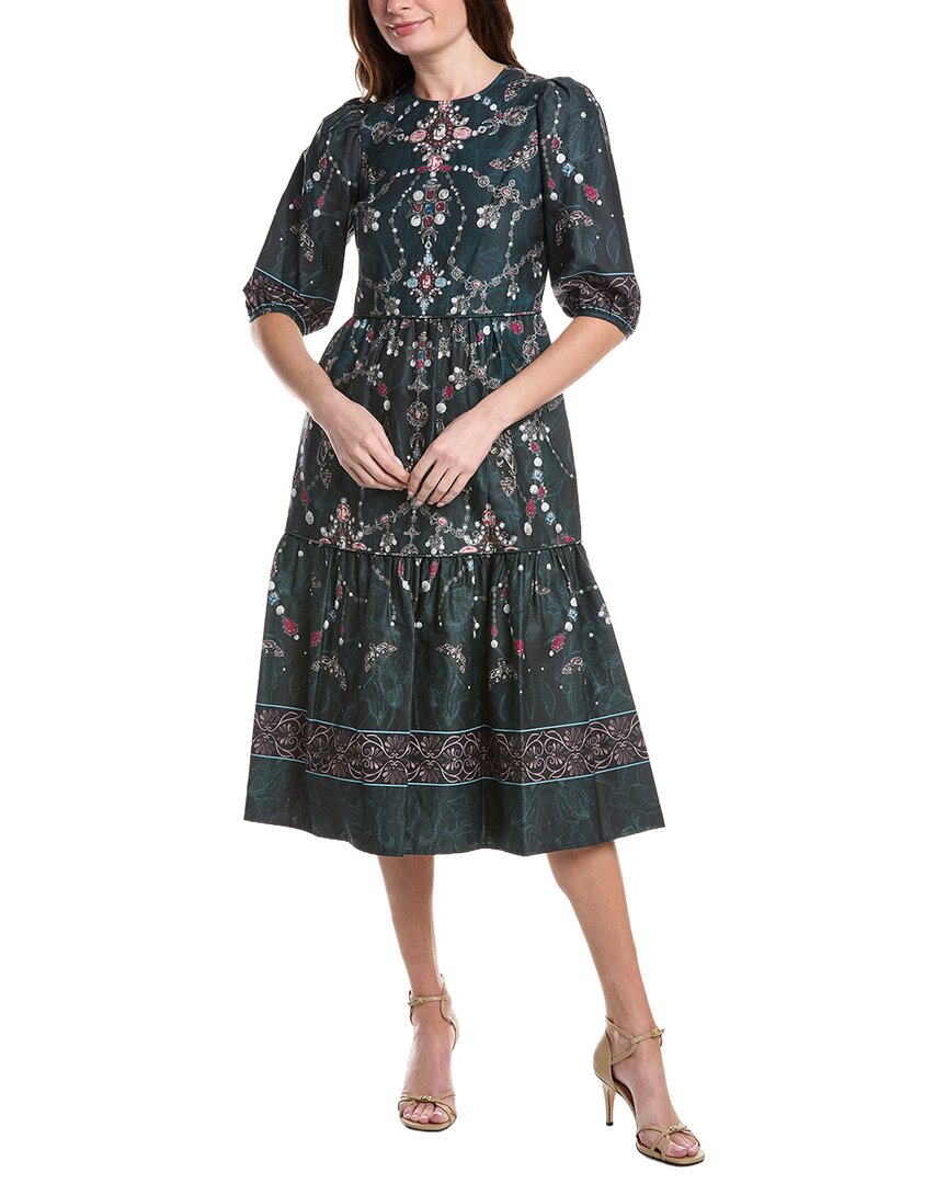 Marchesa Notte Printed Poplin Midi Dress