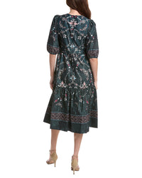Marchesa Notte Printed Poplin Midi Dress