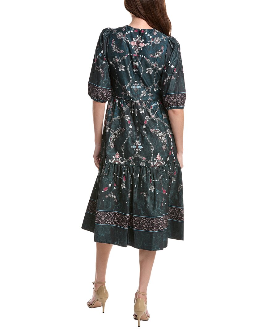 Marchesa Notte Printed Poplin Midi Dress