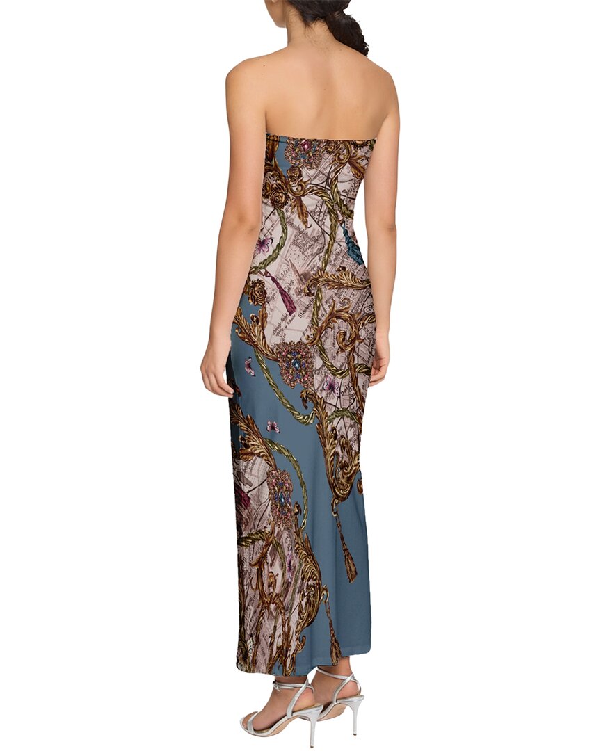 Marchesa Notte Strapless Printed Midi Dress