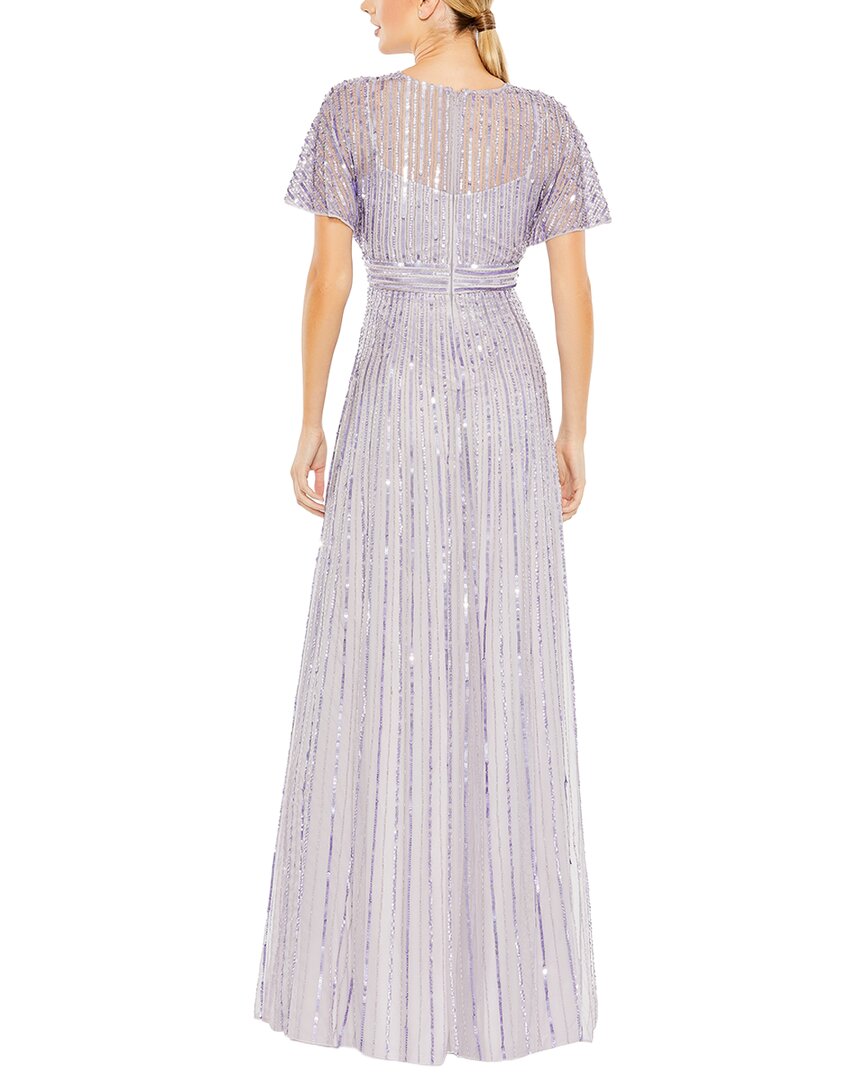 Mac Duggal Sequined Butterfly Sleeve Flowy Gown
