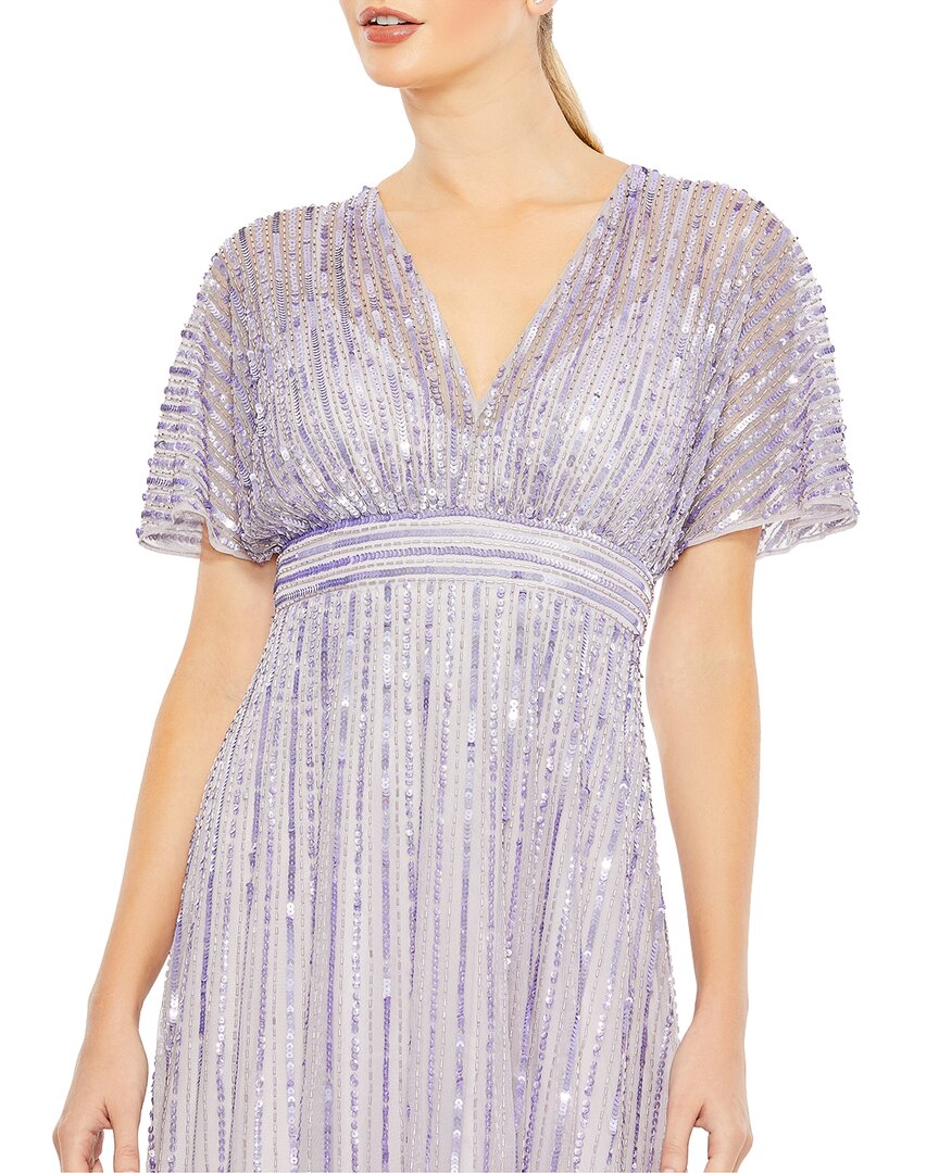 Mac Duggal Sequined Butterfly Sleeve Flowy Gown