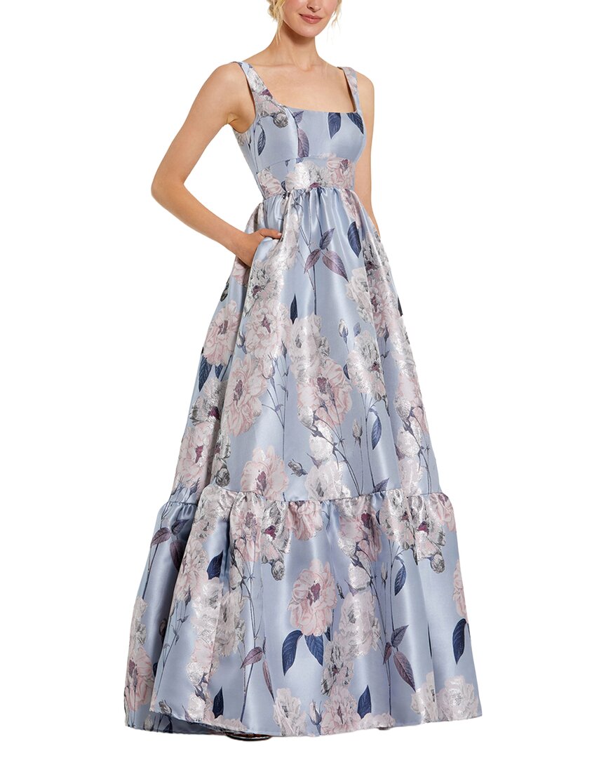 Mac Duggal Brocade Scoop Neck Sleeveless Floral Gown
