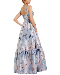 Mac Duggal Brocade Scoop Neck Sleeveless Floral Gown