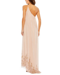 Mac Duggal Flowy One Shoulder Asymmetrical Beaded Gown