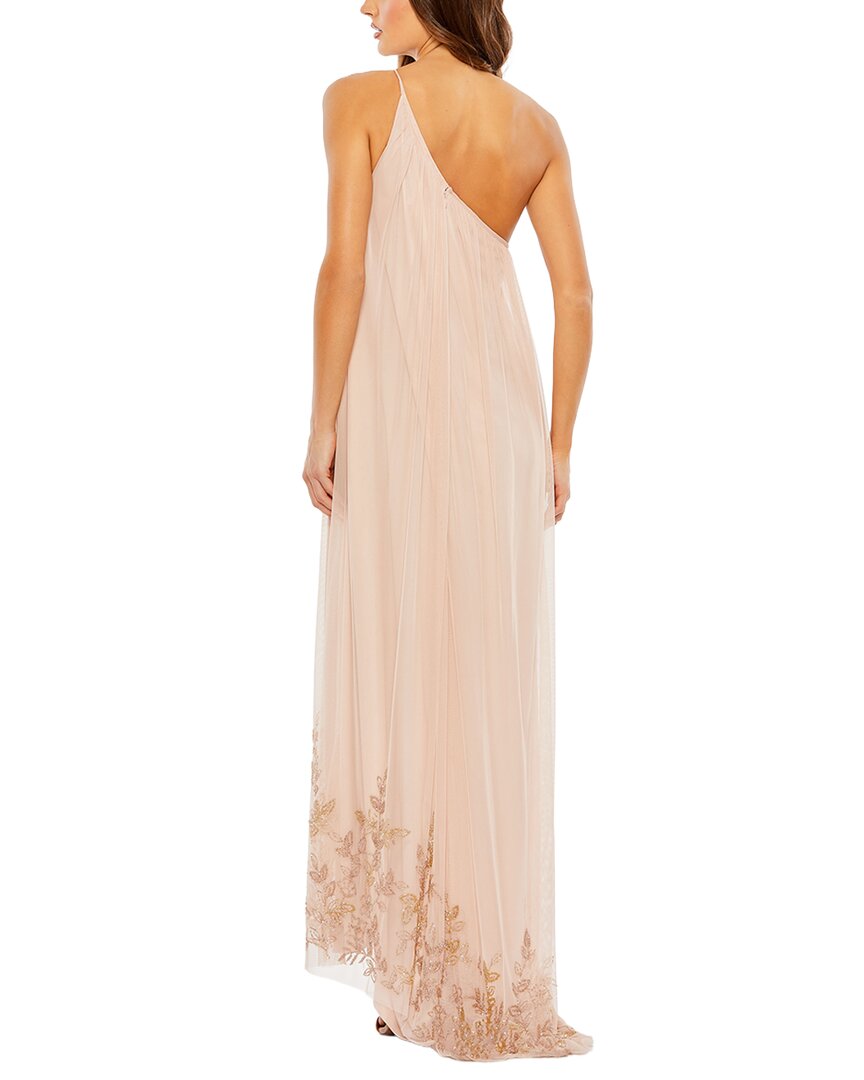 Mac Duggal Flowy One Shoulder Asymmetrical Beaded Gown