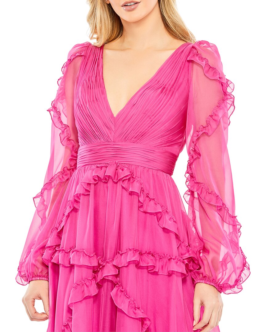 Mac Duggal Mac Duggal Cascaded Ruffle Puff Sleeve A Line Gown