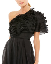 Mac Duggal Appliqued One Shoulder Flowy Gown
