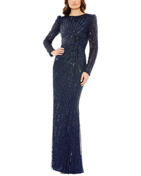 Mac Duggal Embellished Puff Sleeve Side Knot Gown