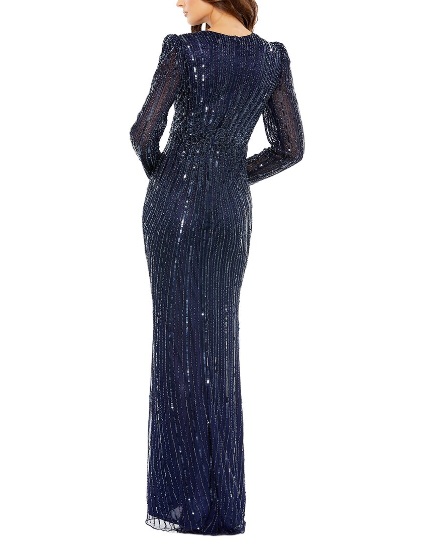 Mac Duggal Embellished Puff Sleeve Side Knot Gown