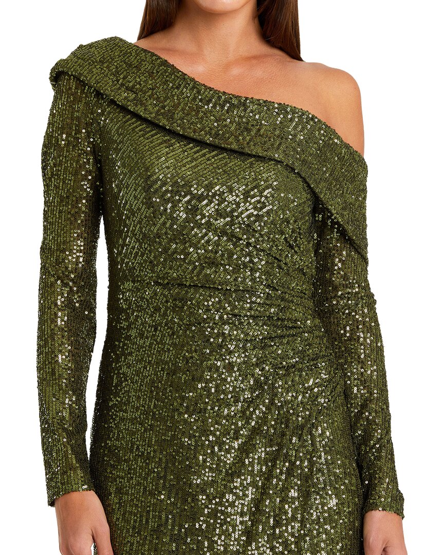 Mac Duggal One-Shoulder Sequin Midi Dress