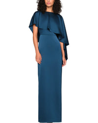 Theia Karis Cape Column Gown