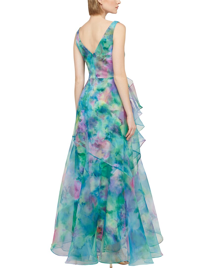 Theia Karen Organza V-Neck Gown
