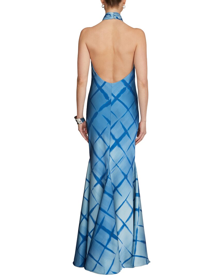 Halston Women's Corinne Printed Satin Halter Gown - Batik