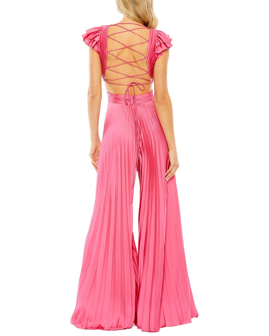 Mac Duggal Ruffle Cap Sleeve Cutout Heat Pleated Jumpsuit