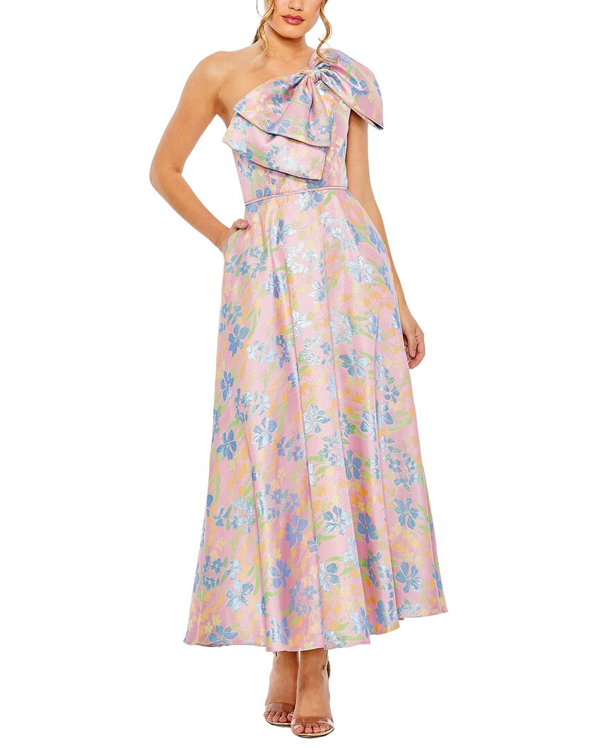 Mac Duggal One Shoulder Embroidered Floral A Line Dress