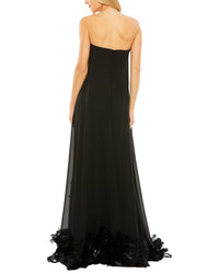 Mac Duggal Strapless Flare Feather Hem Gown