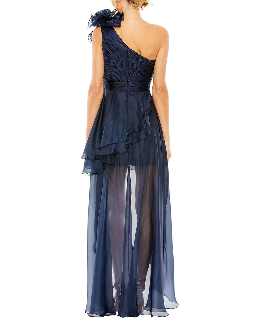 Mac Duggal Organza One Shoulder Ruffle High Low Gown