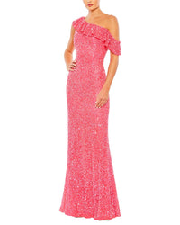 Mac Duggal Sequin Ruffle One Shoulder Mermaid Gown