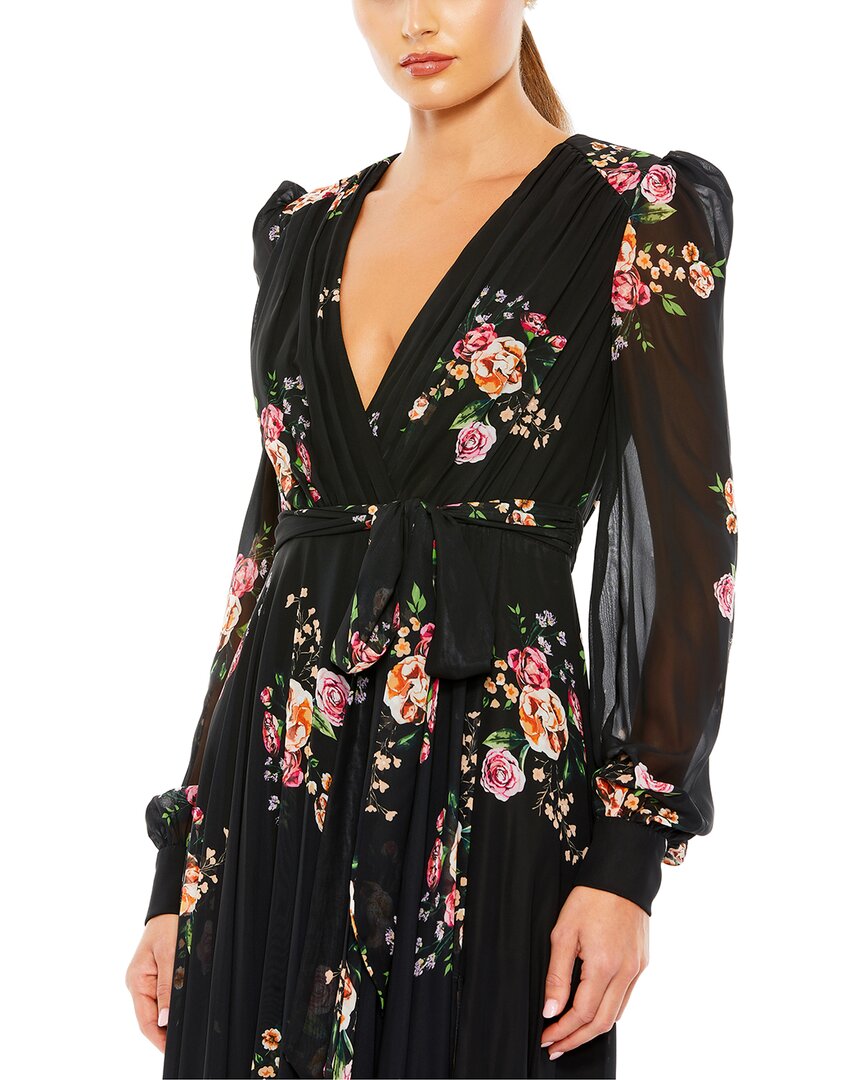 Mac Duggal Floral Print Illusion Gown
