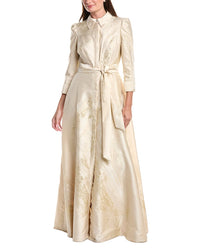 Teri Jon by Rickie Freeman Teri Jon By Rickie Freeman Metallic Jacquard Shirt Gown