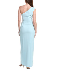 Adrianna Papell Side Ruffle Crepe Column Gown