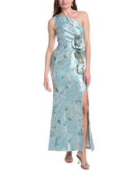Adrianna Papell Metallic Jacquard Rose Gown