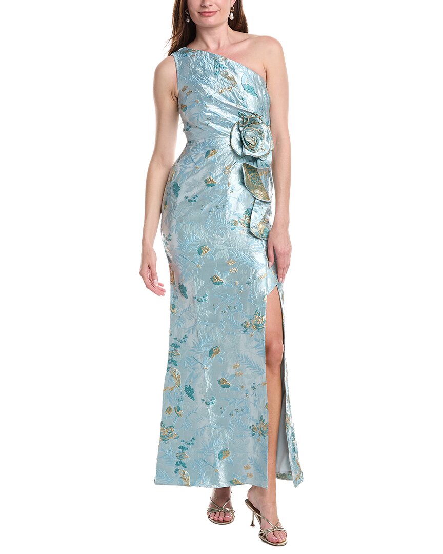 Adrianna Papell Metallic Jacquard Rose Gown