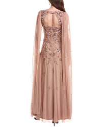 Adrianna Papell Beaded Cape Gown
