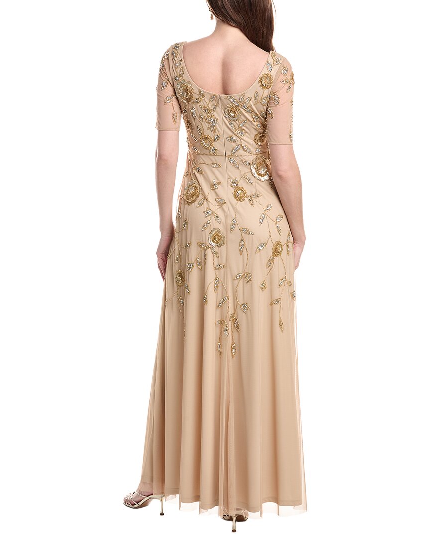 Adrianna Papell Bead Mesh Long Dress