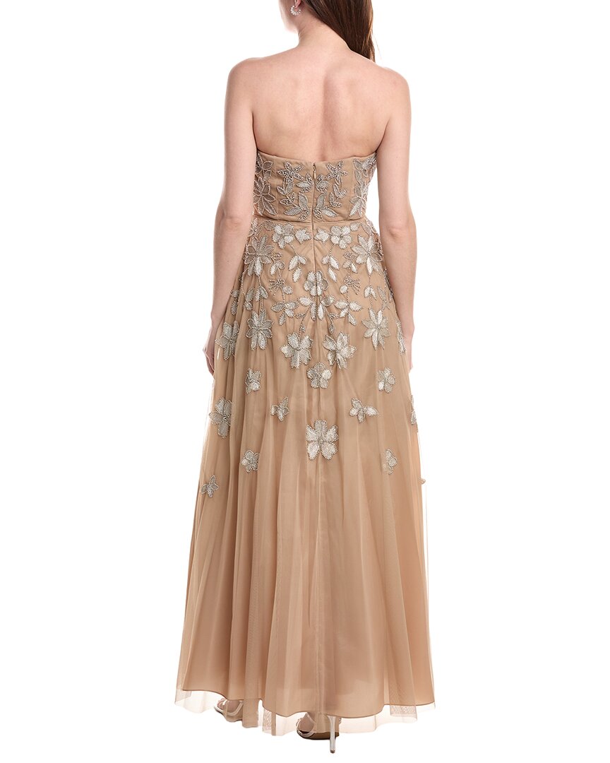 Adrianna Papell Strapless Beaded Mesh Maxi Dress