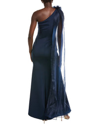 Eliza J One Shoulder Pleated Mermaid Gown