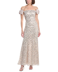 Eliza J Puff Sleeve Embellished Maxi Dress