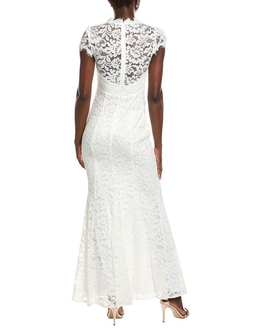 Eliza J Illusion Neck Cap Sleeve Gown