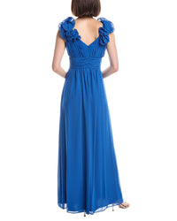 Eliza J Ruffle Strap Pleated Gown