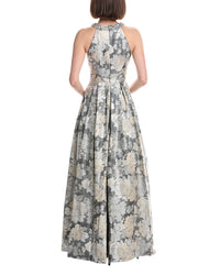 Eliza J Halter Beaded Neckline Ball Gown
