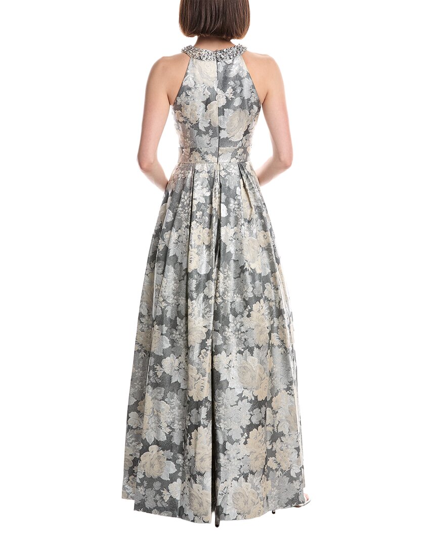 Eliza J Halter Beaded Neckline Ball Gown