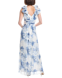 Eliza J Ruffle Strap Pleated Gown