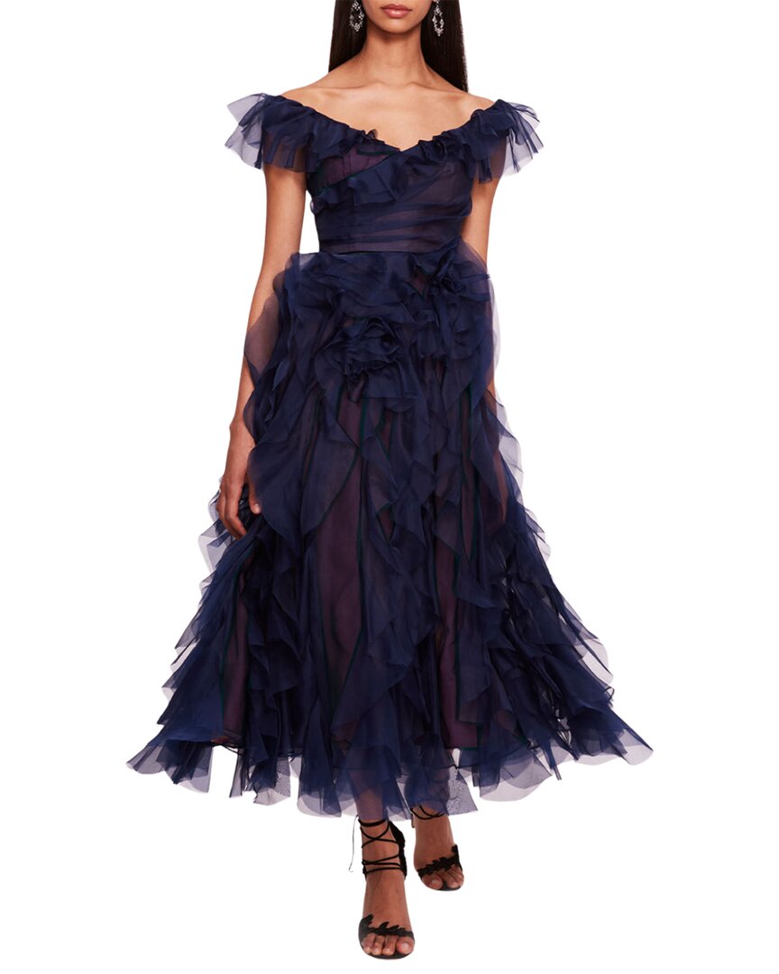 Marchesa Marchesa Notte Matte Organza Midi Dress