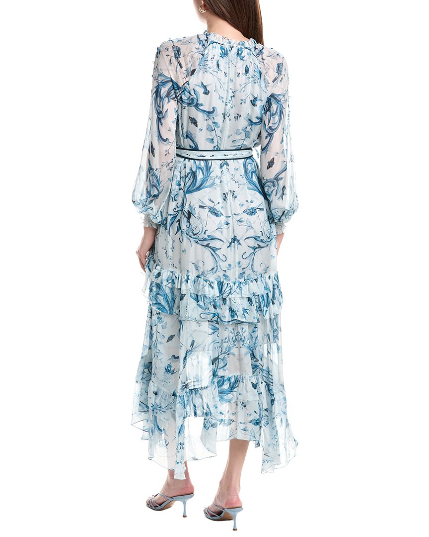 Marchesa Notte Marchesa Notte Ruffle Silk Chiffon Maxi Dress