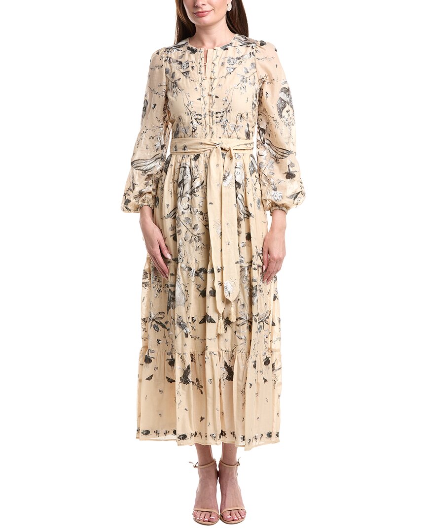 Marchesa Notte Threadwork Voile Maxi Dress